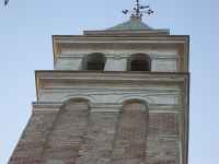 La torre campanaria del Duomo di San Nicol a Motta di Livenza dopo la pulizia ed il restauro dei rivestimenti in Pietra d'Istria Orsera
